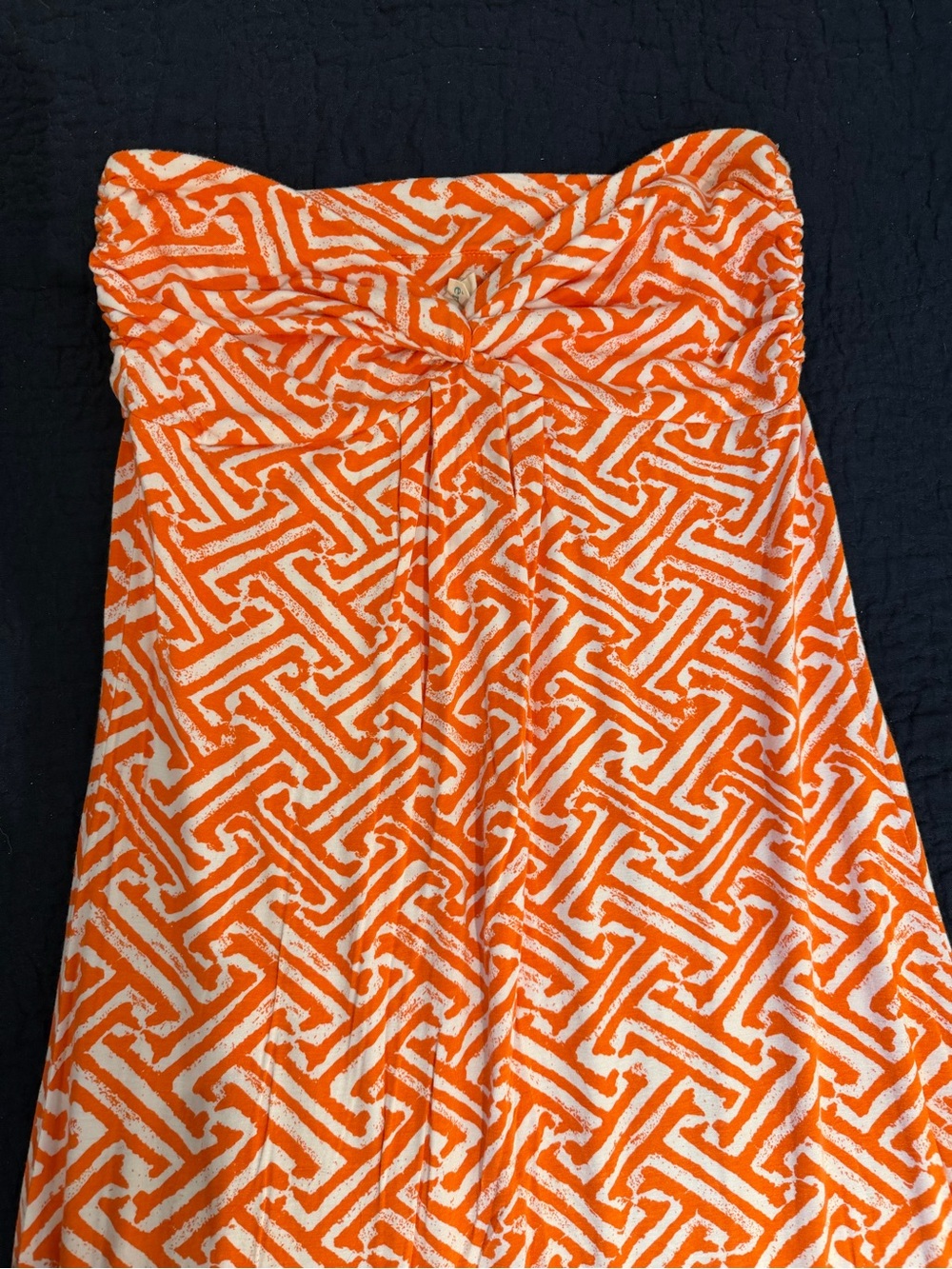 Women’s Strapless Orange Patterned Maxi Dress